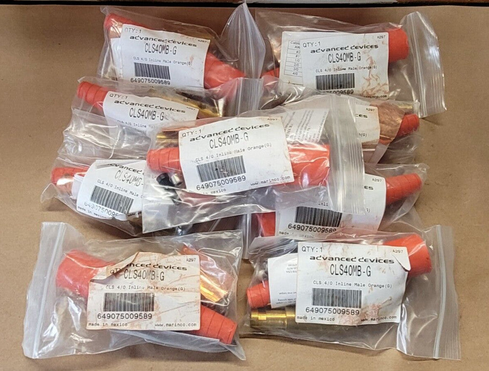 Lot of 9 Marinco Advanced Devices CLS40MB-G 4/0 Inline Female Connectors