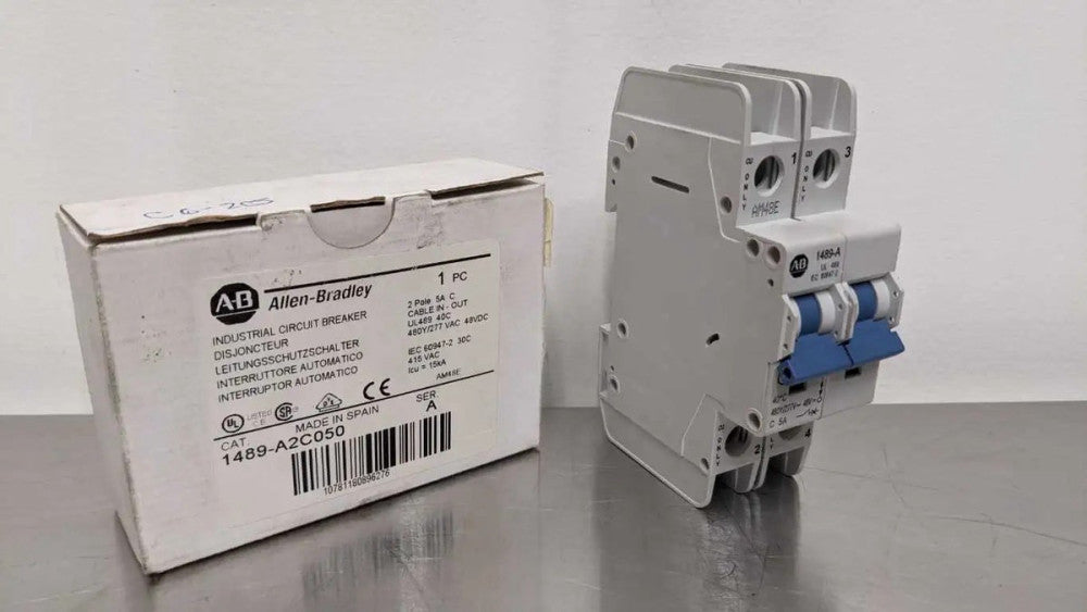 Allen-Bradley 1489-A2C050 Industrial Circuit Breaker Ser A 5A 2 Pole 480Y/277 VA