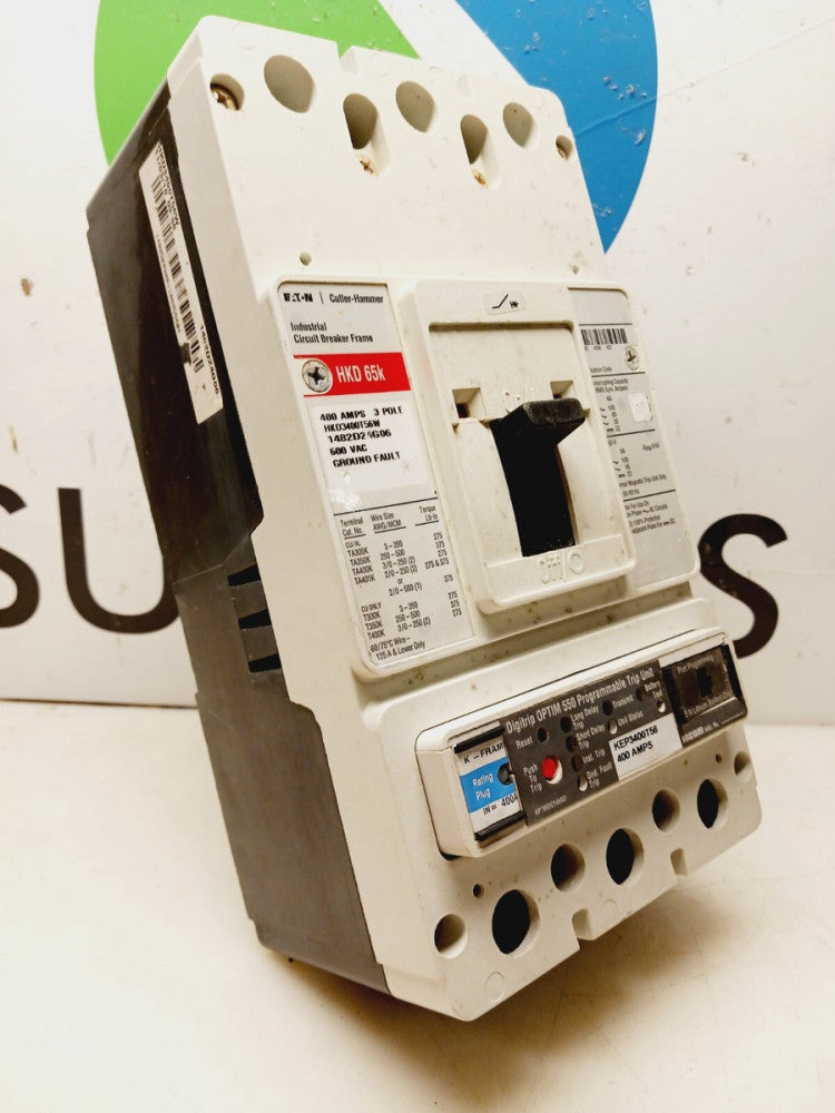 EATON HKD3400T56W 400 AMP INDUSTRIAL CIRCUIT BREAKER 3P 600 VAC GROUND FAULT