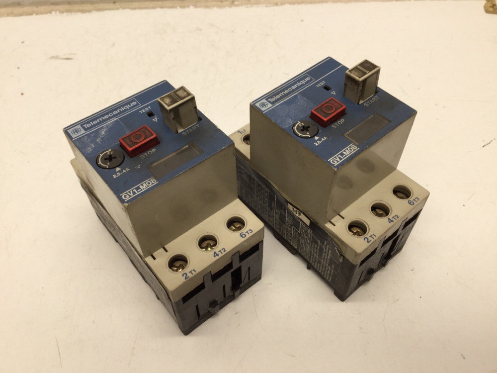 Telemecanique Motor Circuit Breaker, GV1-M08, 2,5 - 4A Range, (Lot of 2)