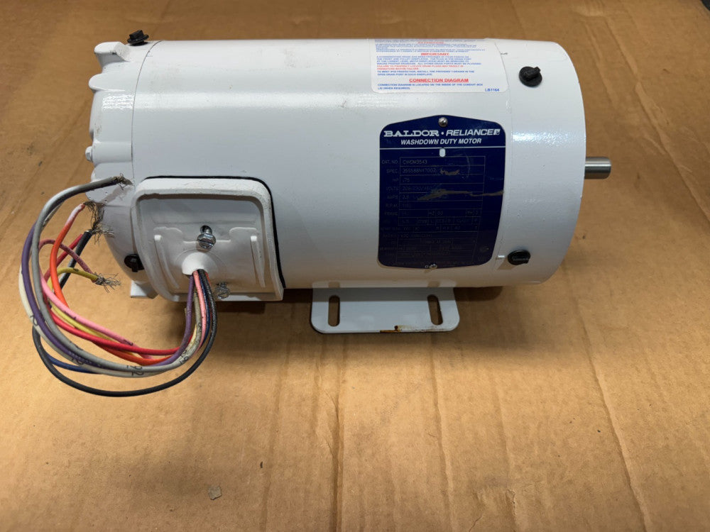 NEW BALDOR 3/4HP 1160RPM WASHDOWN MOTOR 208-230/460V. 56C FRAME CWDM3543