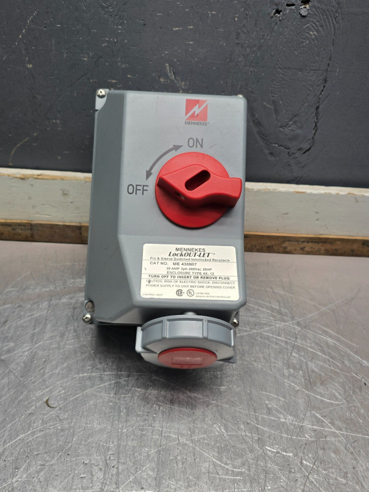 MENNEKES ME430MI7 PIN & SLEEVE SWITCHED INTERLOCKED RECEPTACLE, MAKE OFFER!
