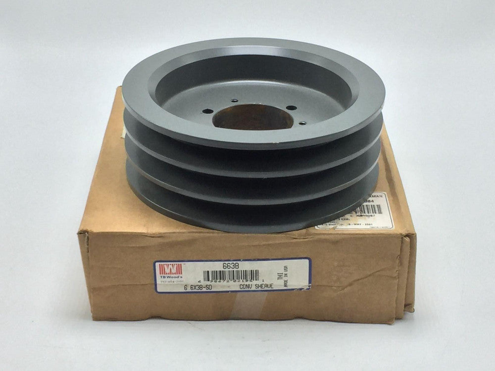NEW TB Wood's 663B 3-Groove Sheave  6.95" OD 2" Bore  6.6X3B-SD 