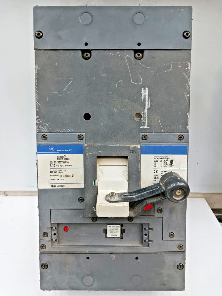 GE 1200 Amp Hi-Break Circuit Breaker 3 Pole 600 V SKHA36AT1200 W/ 1200 Amp Trip