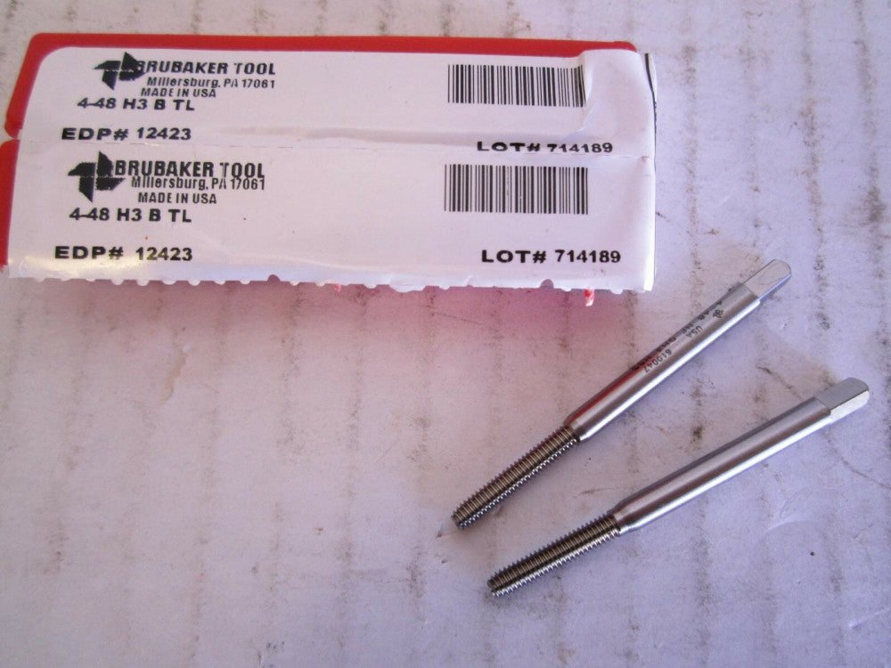 Brubaker Tool (12423) #4-48 HSS H3 Bottoming Thread Forming Taps - Lot of 2