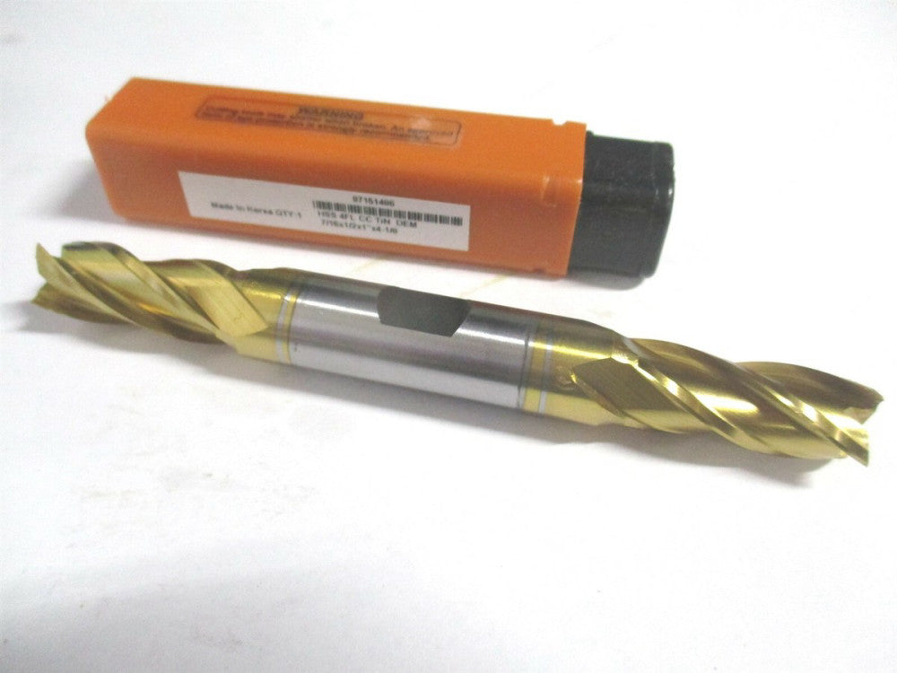 (E8053028) 7/16" x 1" x 1/2" x 4-1/8" OAL HSS 4Fl Spiral Flute Square End Mill 