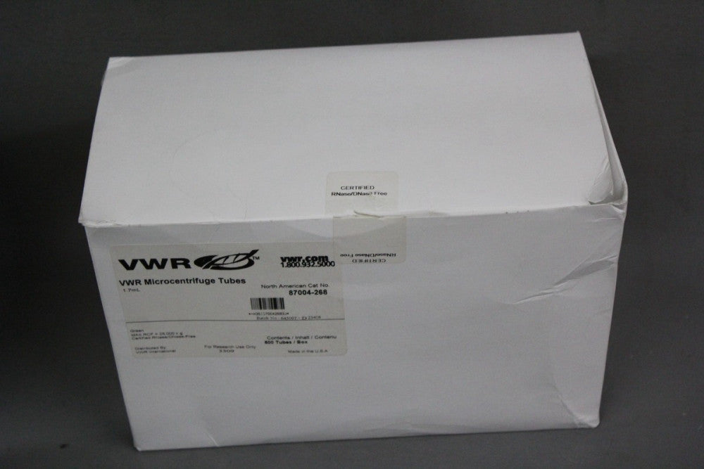 NEW BOX 500 VWR 1.7mL MICROCENTRIFUGE TUBES 87004-268