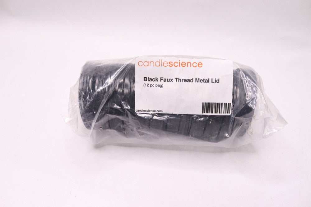 (12-Pk) CandleScience Black Faux Thread Metal Lid 90131