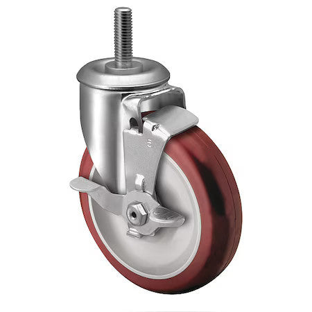 Colson 2.05254.95 Brk1 5" X 1-1/4" Non-Marking Polyurethane Hi-Tech Swivel
