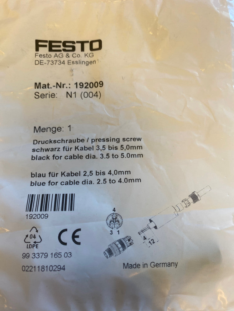 Festo SEA-3GS-M8-S Pneumatic Plug Connector  192009 