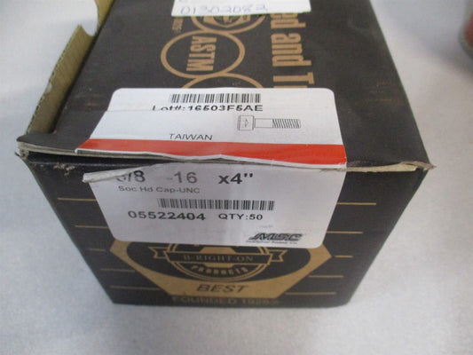 (011277P) 3/8-16 Alloy Steel Partially Threaded Hex Socket Cap Screw - Qty 50