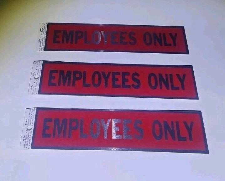 Employees Only Sign Business Store Office Door Wall Self Adhesive   Lot Of 3