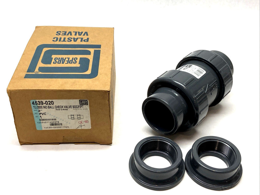 Spears 4539-020 TU 2000 IND Ball Check Valve SOC/FIPT 2" PVC