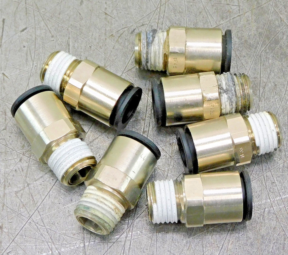 Parker 442071 Straight Push to Connect Fitting 3/8" Tube x 1/4" NPT Lot of Seven
