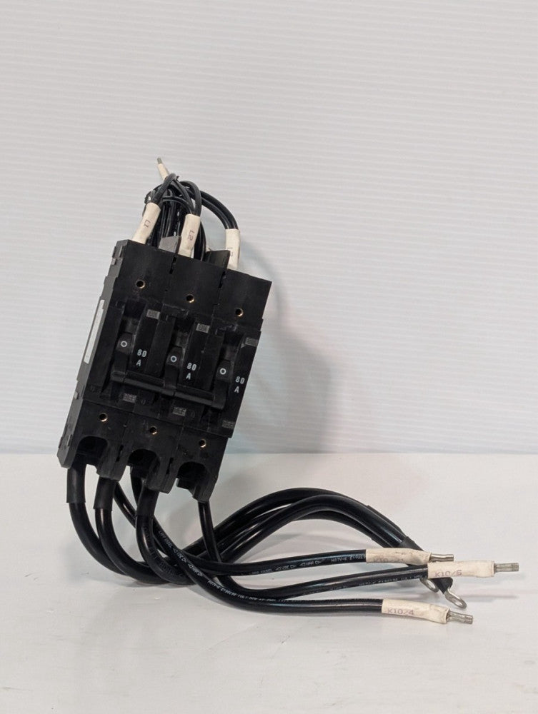 Eaton Heinemann CD3-A8-LI-16-W-L circuit breaker, 80A, 277VAC, 3 pole with leads