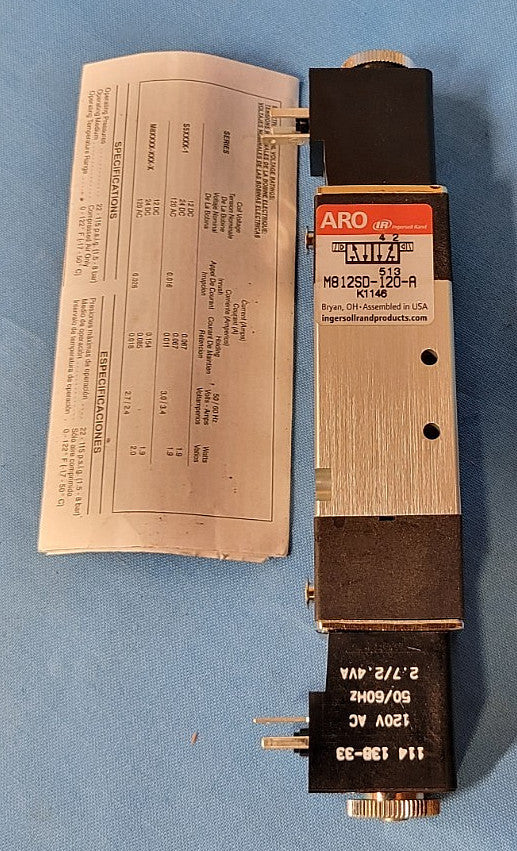 ARO SOLENOID AIR CONTROL VALVE M/N: M812SD-120-A  120V 50/60HZ 2.7/2.4VA