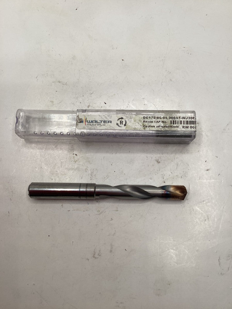 WALTER DC170-05-09.000A1-WJ30EJ Jobber Length Drill Bit, 9 mm Drill Bit, Carbide