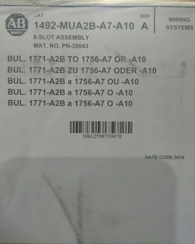 NEW SEALED 1492-MUA2B-A7-A10 ALLEN-BRADLEY/ROCKWELL AUTOMATION MOUNTING ASSEMBLY