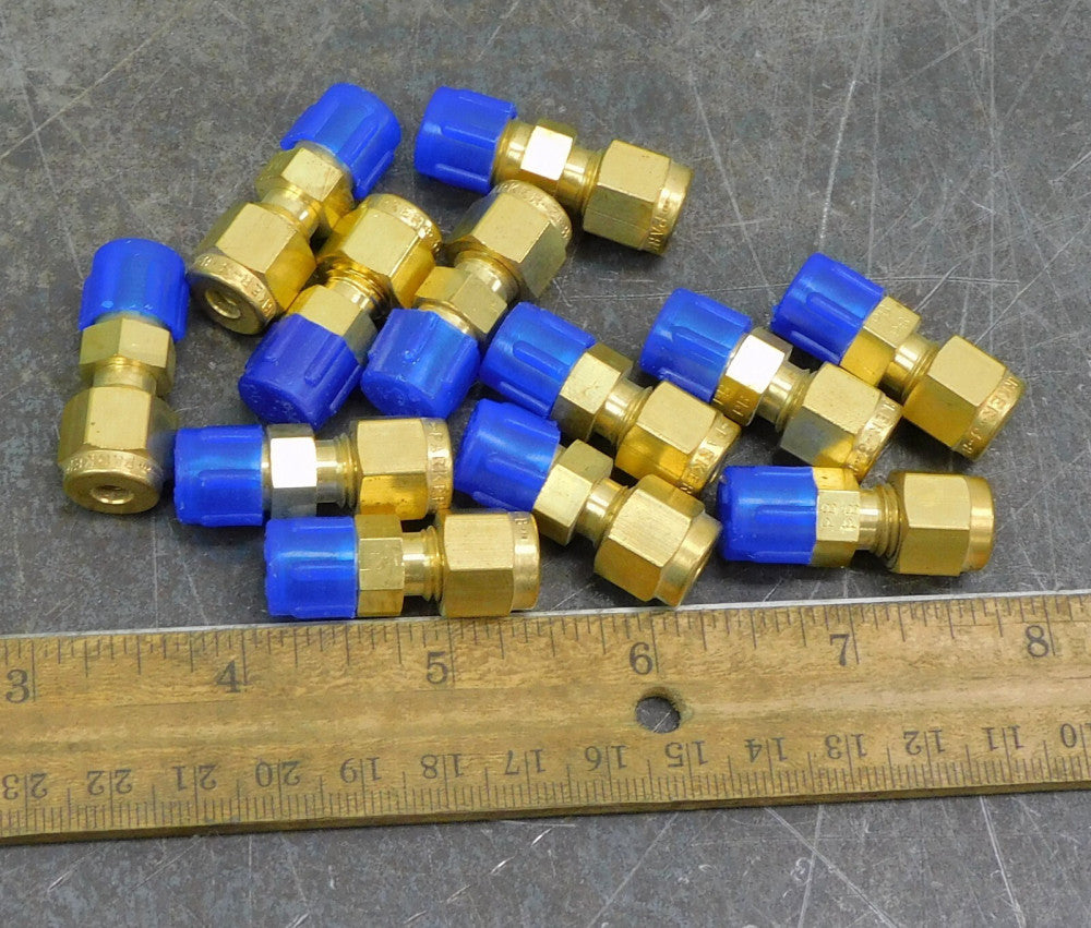 Parker Brass Straight Compression Tube Fitting 1/8" Connect x 1/8 NPT Lot of 12