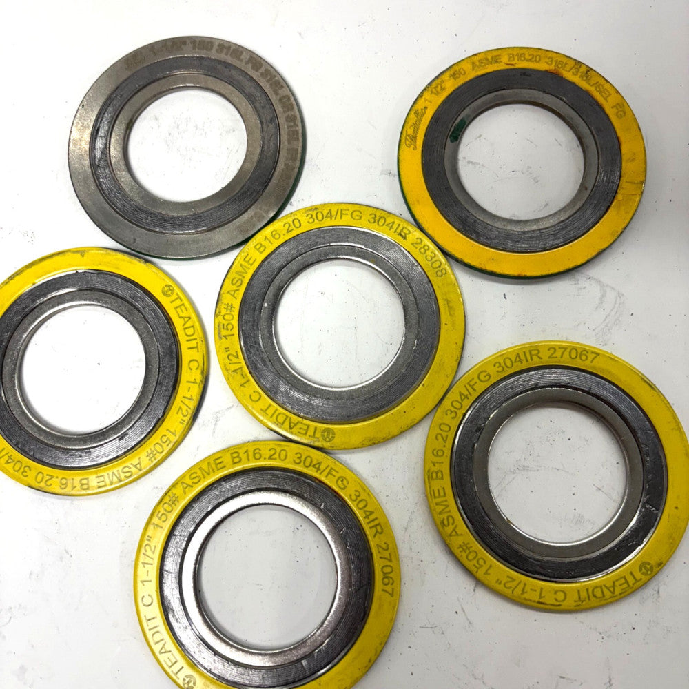 FLEXITALLIC TEADIT 3S STEEL GASKETS SIZE 1-1/2" PRESSURE CLASS 150 LOT OF 6