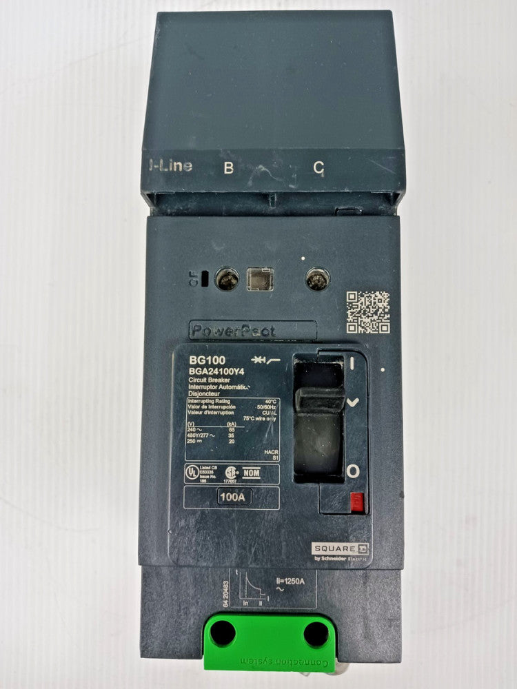 Square D PowerPact 100 Amp I-Line Circuit Breaker 2 Pole 480Y/277 VAC BGA24100Y4