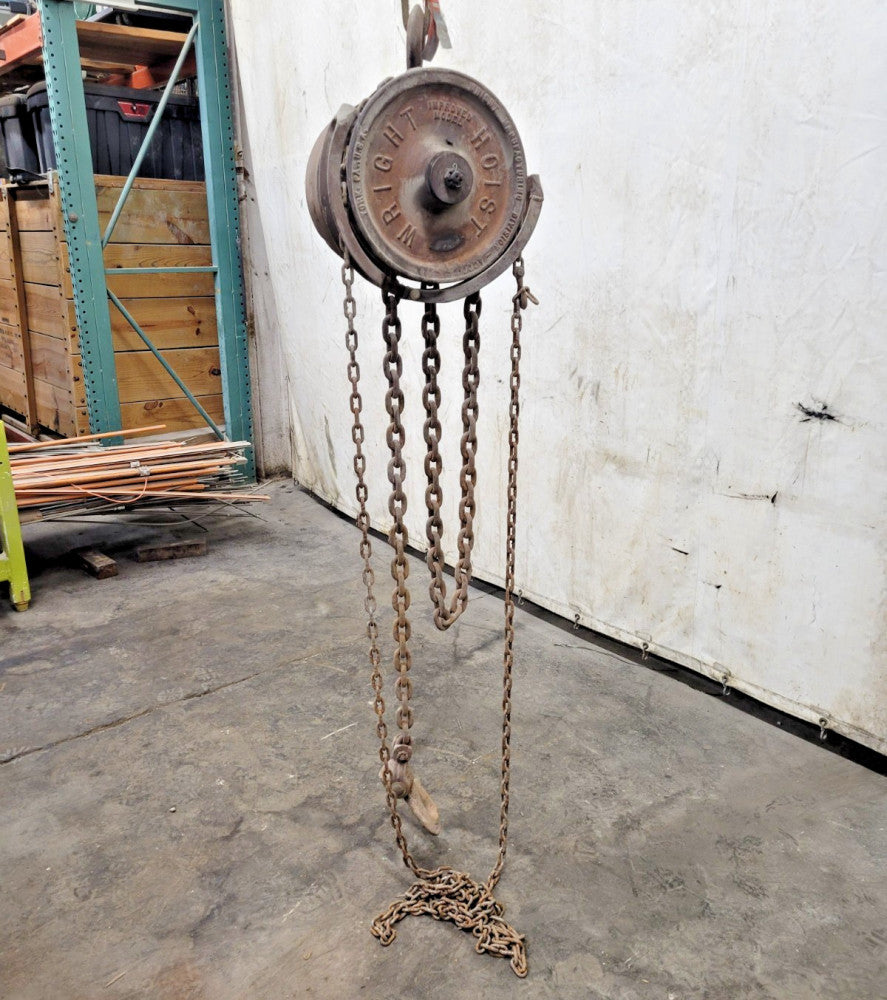 WRIGHT 2 TON IMPROVED MODEL HIGH SPEED HAND HOIST, 23585, 115" HAND CHAIN LENGTH