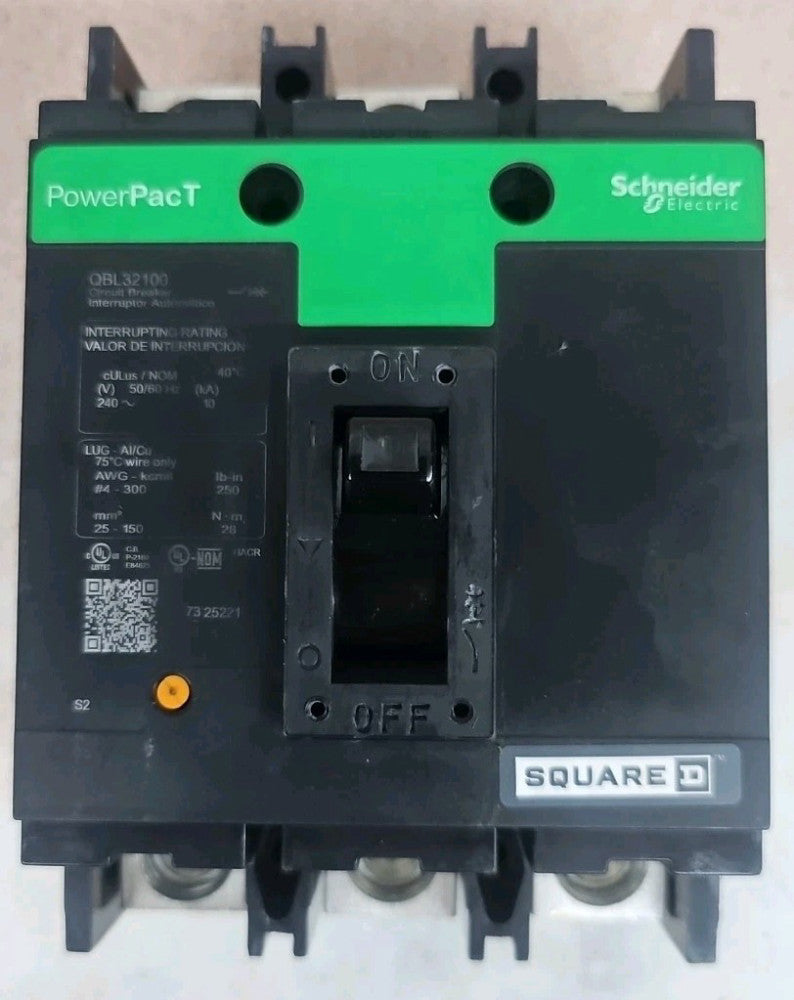 SQUARE D QBL32100 100A 240V 3P POWERPACT CIRCUIT BREAKER NNB