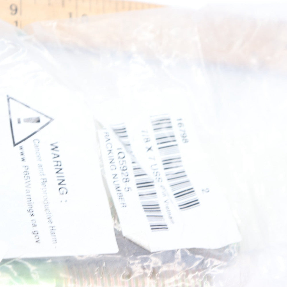 (2-Pk) Hex Head Cap Screw Medium Carbon Alloy Steel Zinc Yellow 7/8" x 7" 16798