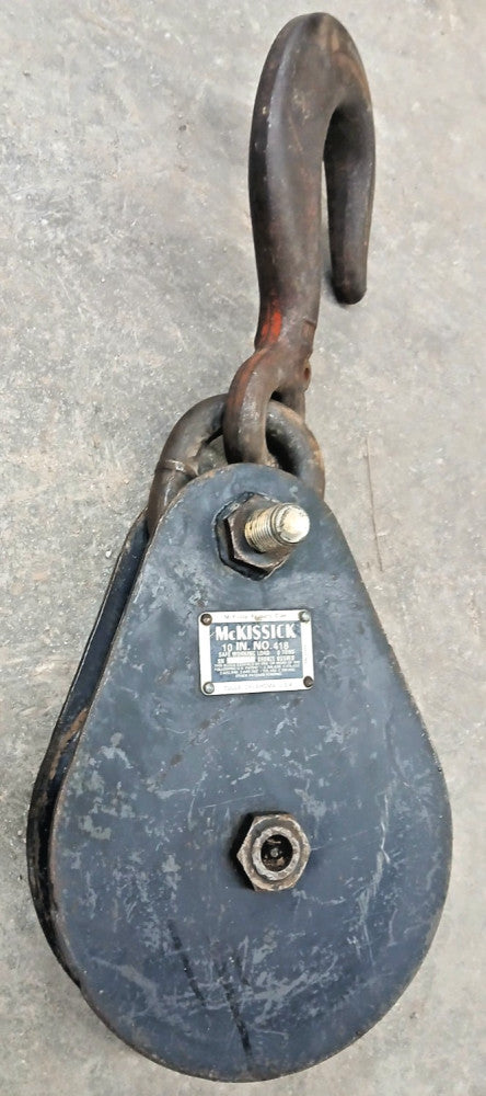 MCKISSICK 10" SNATCH BLOCK NO.418 8 TON WITH ACCOLOY EYE STYLE SLING HOOK