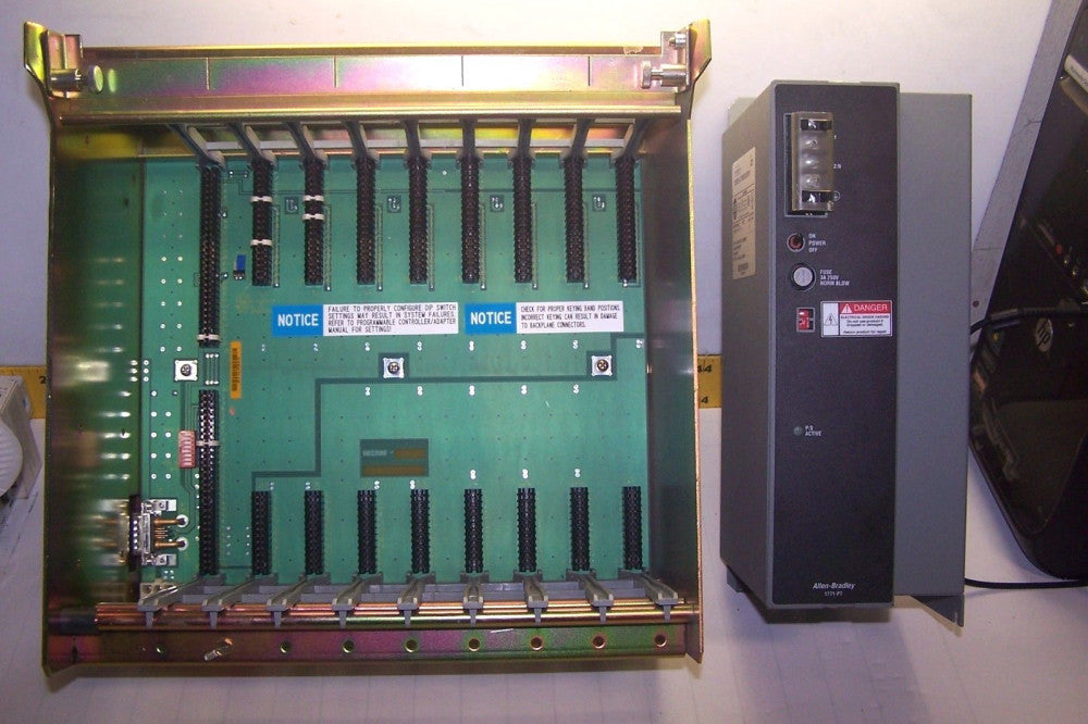 ALLEN BRADLEY 1771-A4B B 1771-P7 B RACK & POWER SUPPLY 16 SLOT I/O CHASSIS W/PS