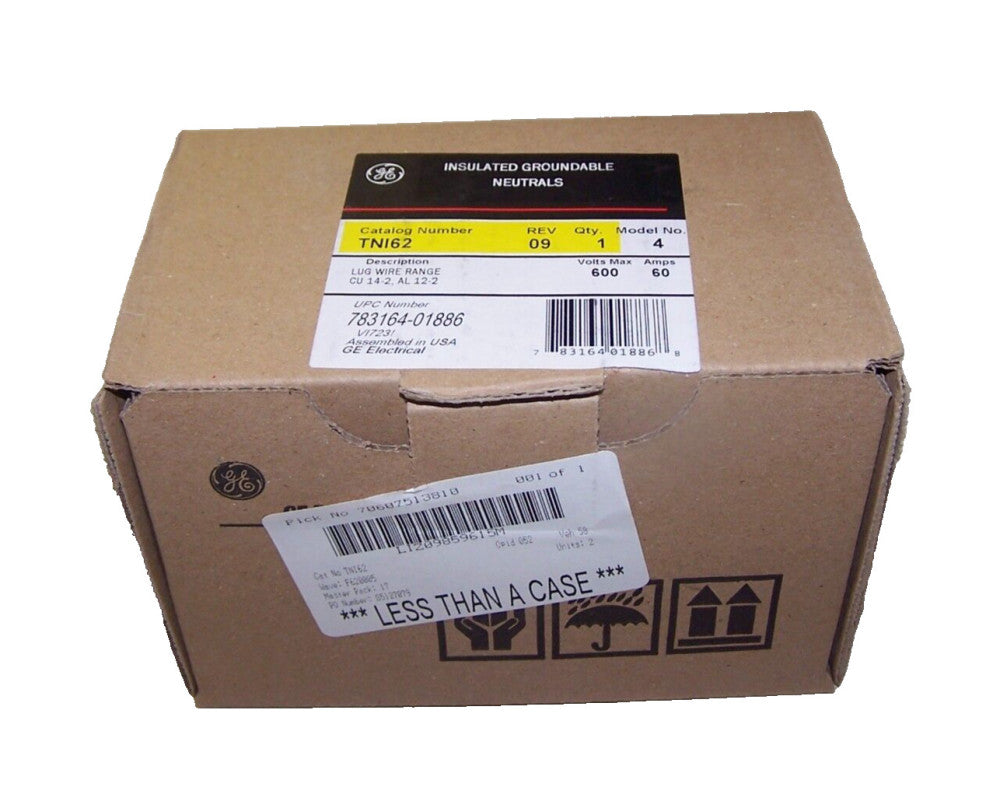 NEW GE 60 AMP INSULATED GROUNDABLE NEUTRALS 600 VAC  TNI62