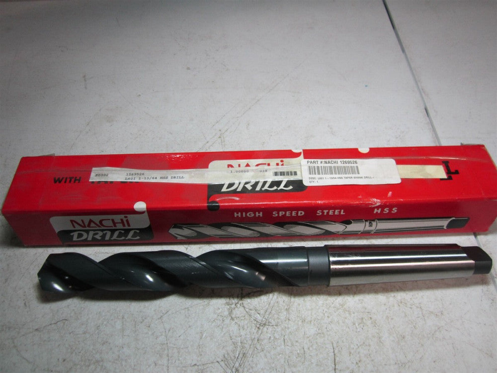 Nachi (1269526) 1-13/64" Size, 4MT 118° High Speed Steel Taper Shank Drill