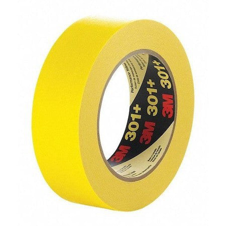 3M 301+ Painter's Tape, 24 Mm W X 55 M L, 6.3 Mil Thick, Yellow, Rubber Adhesive