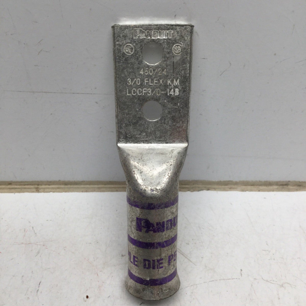 PANDUIT LCCF3/0-14B Compression Lug, 450/24, Flex K, M, Two Hole 1/4”