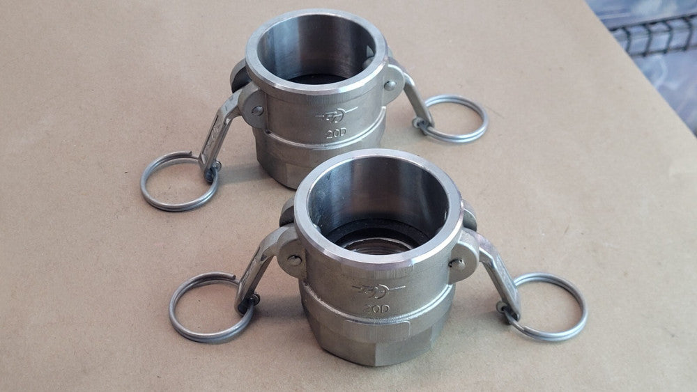 Lot of 2 PT 20D 2" NPT Cam Lock Hose Couplings 316 Stainless Steel