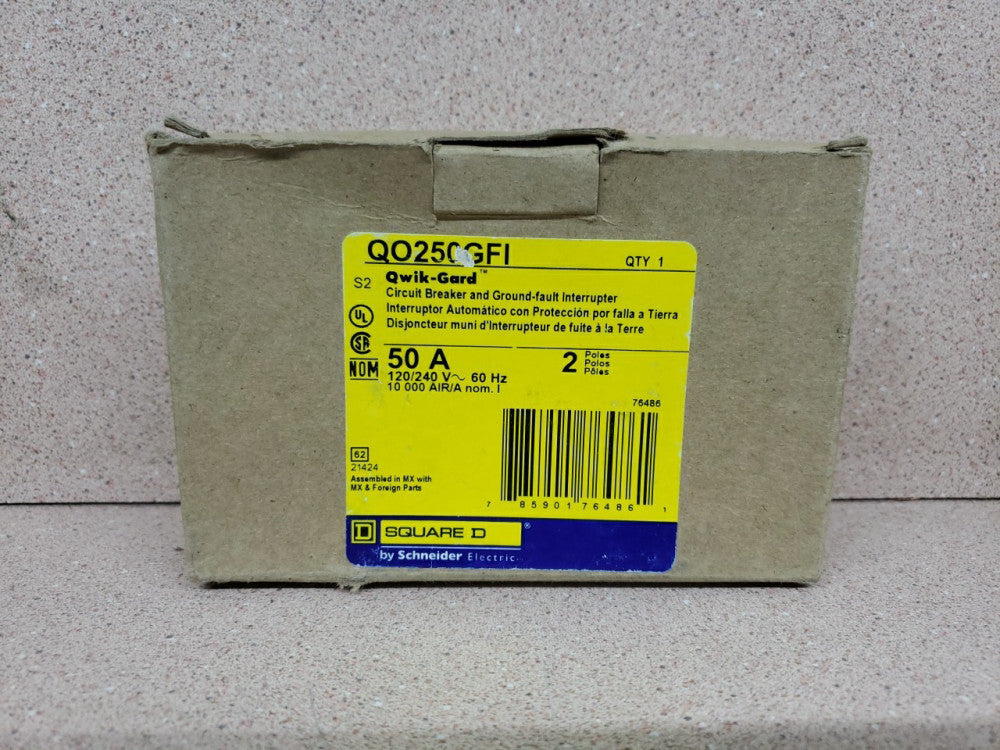 Schneider Electric QO250GFI Black 120-240V  50A 2 Pole Unit Circuit Breaker NOS