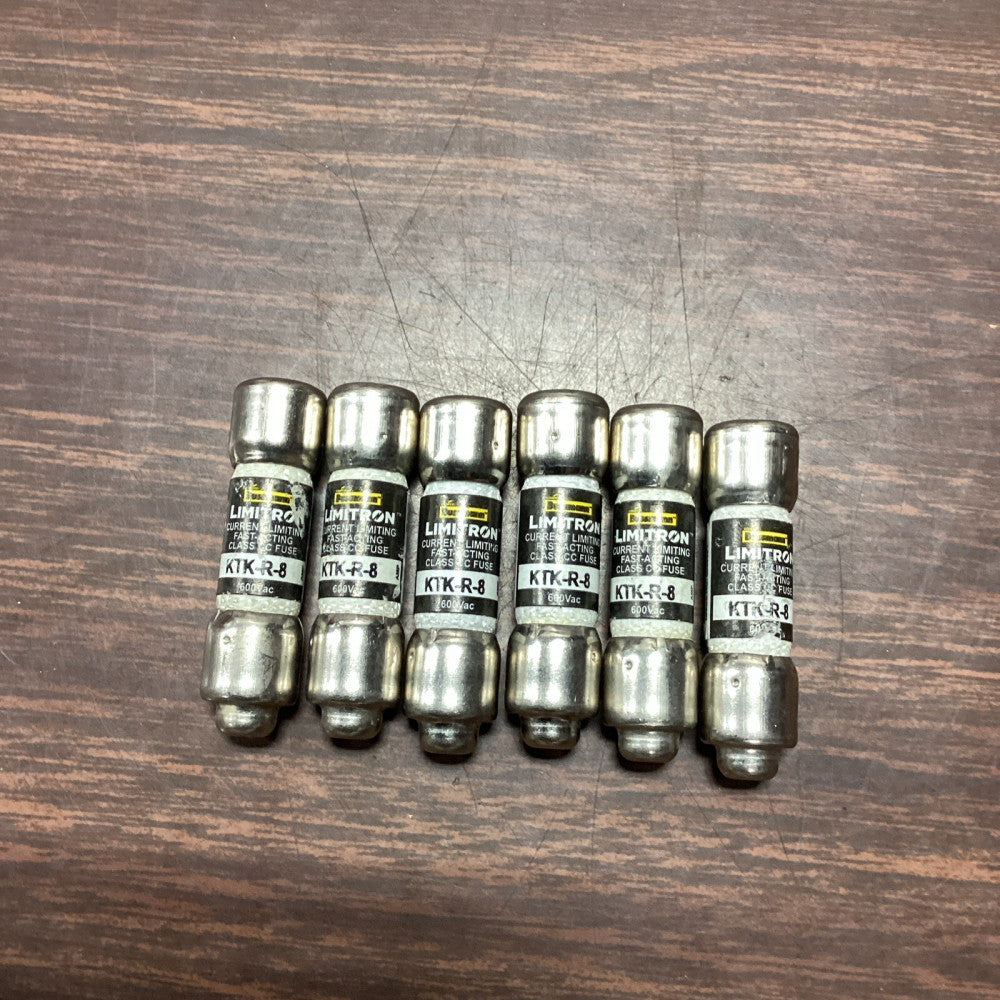 Bussmann KTK-R-8 Lot of 6 Limitron Fuses Class CC 600V