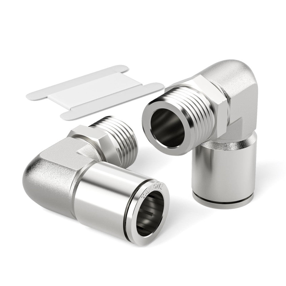 304 Stainless Steel Male Elbow - 3/8 Inch Tube OD x 1/2 Inch NPT Thread 90 Pu...