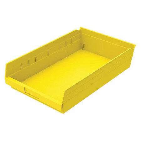 Akro-Mils 30178Yello Shelf Storage Bin, Plastic, Yellow, 4 In H, 11 1/8 In W,