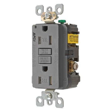 Hubbell Wiring Device-Kellems Afr15trgy Straight Blade Receptacle, 5-15R, 15 A,