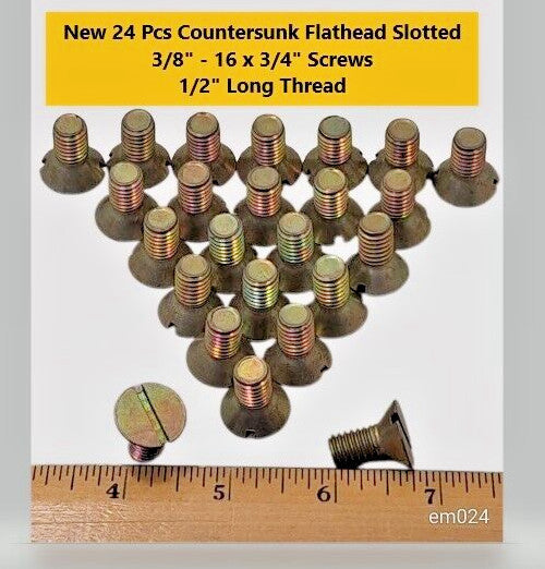 24 PC Brand New 3/8-16 x 3/4"  Flat Head Screw Slotted Countersunk  Fastener