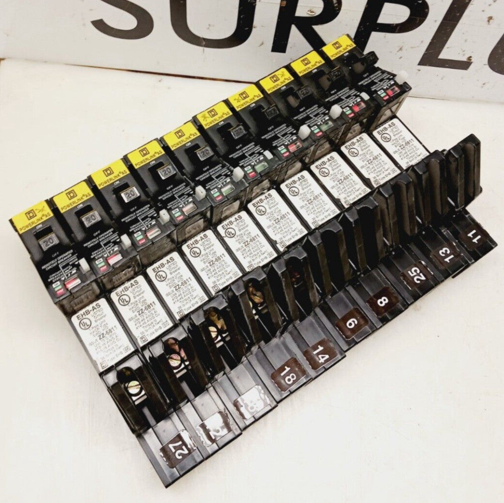 10) SQUARE D 20 AMP EHB-AS POWERLINK CIRCUIT BREAKER 480/277 VAC EHB14020AS
