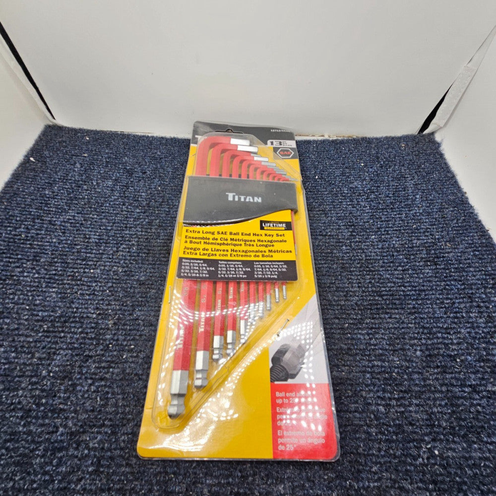 (13 PIECES) Titan 12713-TITAN Extra Long SAE Ball End Hex Key Tools