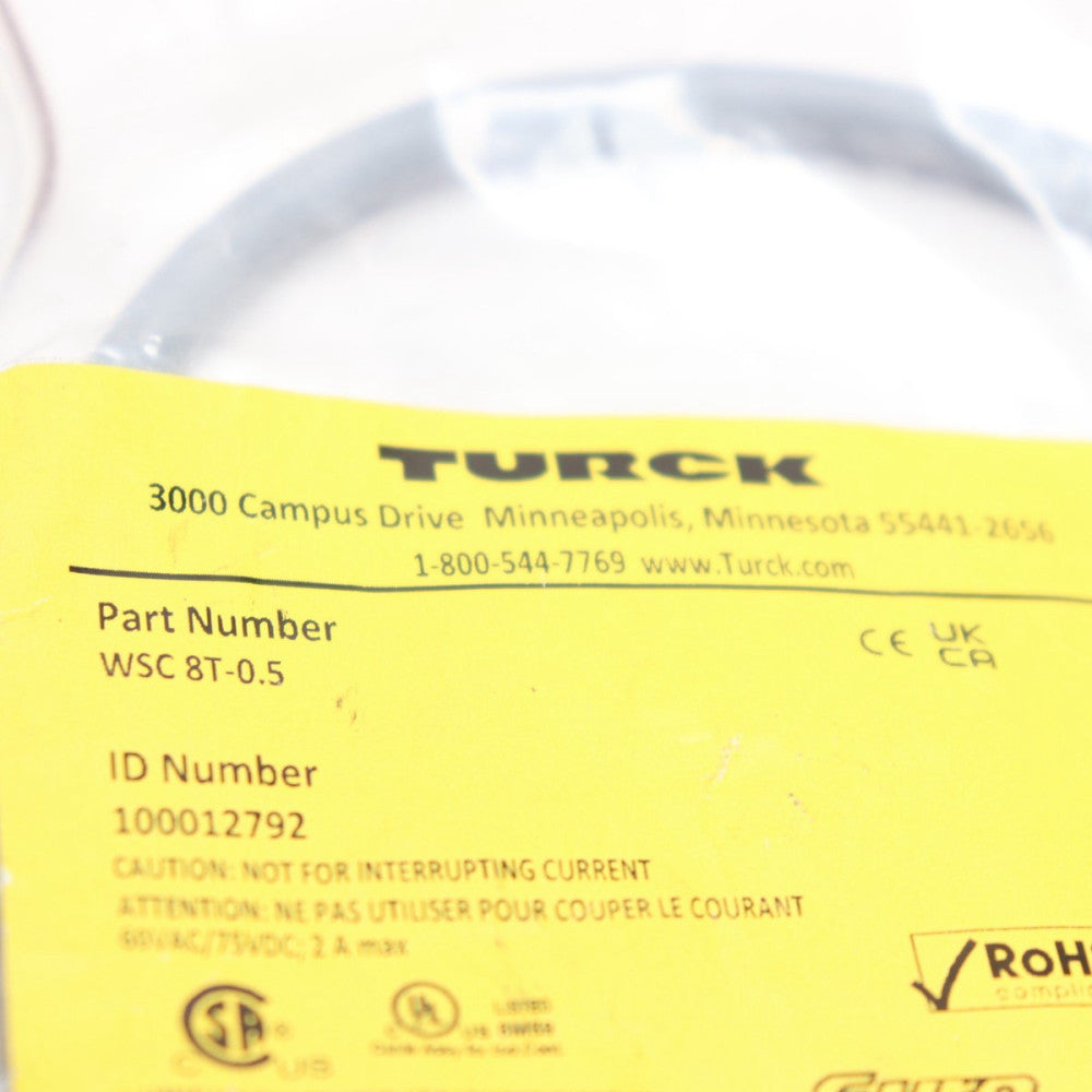 Turck Cordset Straight M12 Female to M12 Male 8 Wire PVC Grey WSC 8T-0.5
