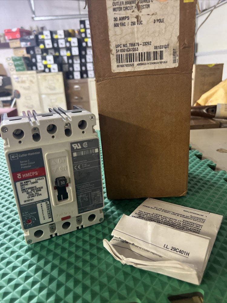 HMCPS030H1C EATON 30 AMP 600VAC/250VDC 3POLE CIRCUIT BREAKER - NEW IN BOX!