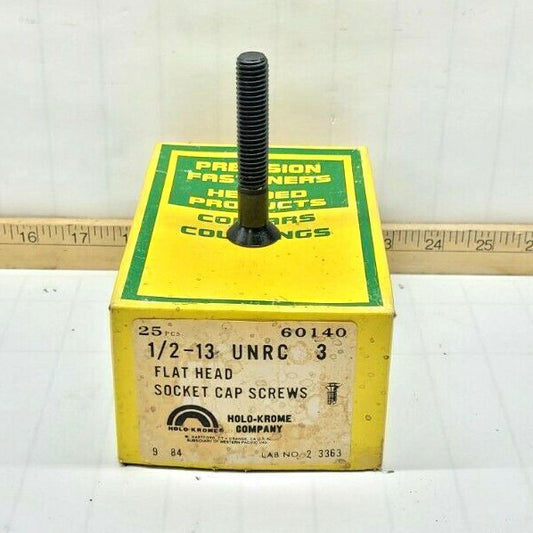 25) NEW HOLO-KROME 1/2"-13 X 3" UNRC Flat Head Socket Cap Screws 60140 Box of 25