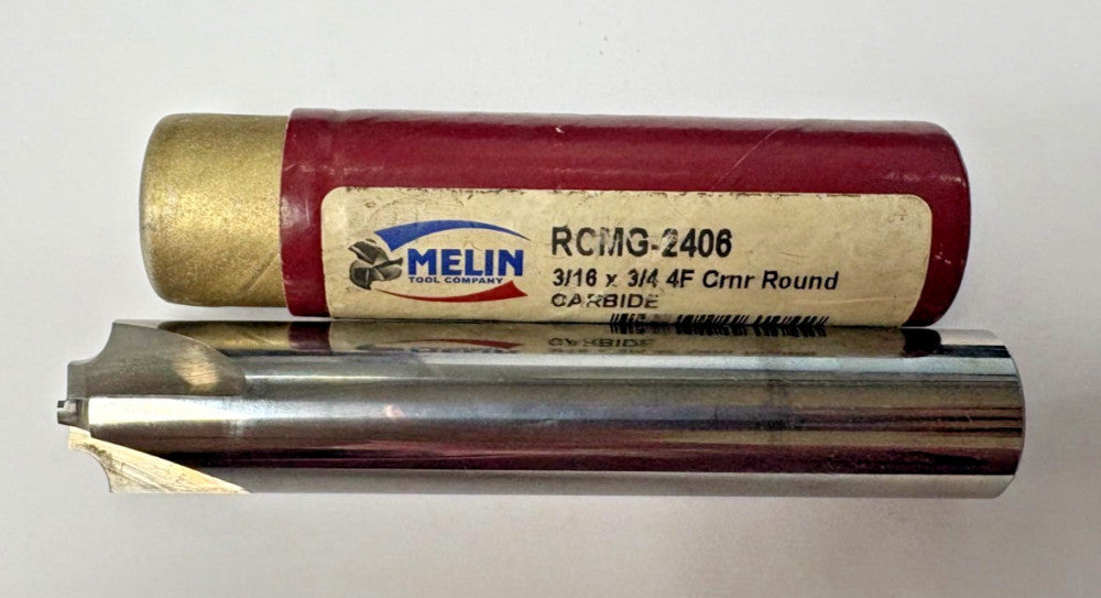 MELIN REAMER RCMG-2406, 3/16" X 3/4" CORNER ROUND END MILL