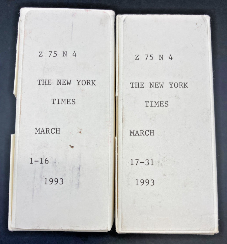 March 1993 ~ The Complete Month Of The New York Times On Microfilm
