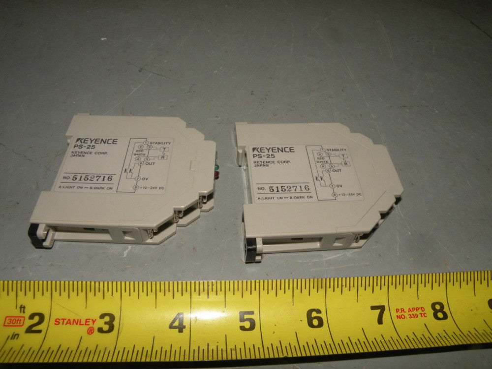 (2) KEYENCE PS-25 PHOTOELECTRIC SENSOR AMPLIFIERS