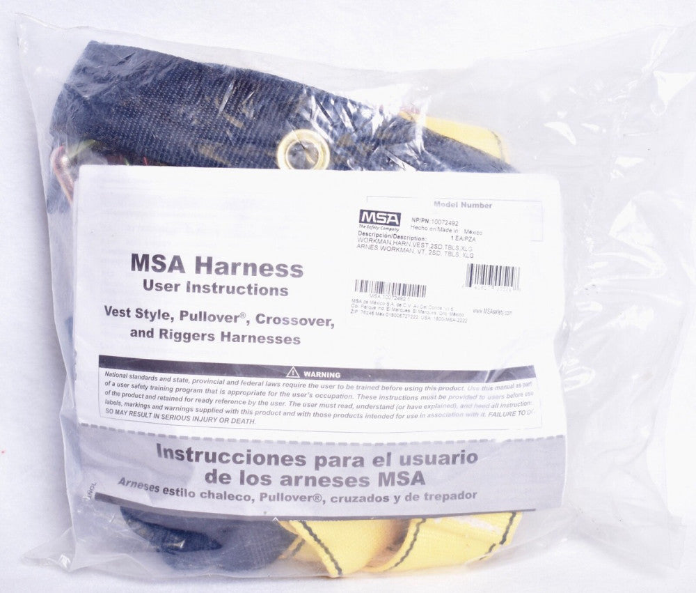 MSA Vest Style Pullover Crossover & Riggers Harness XLG 10072492  Factory Sealed